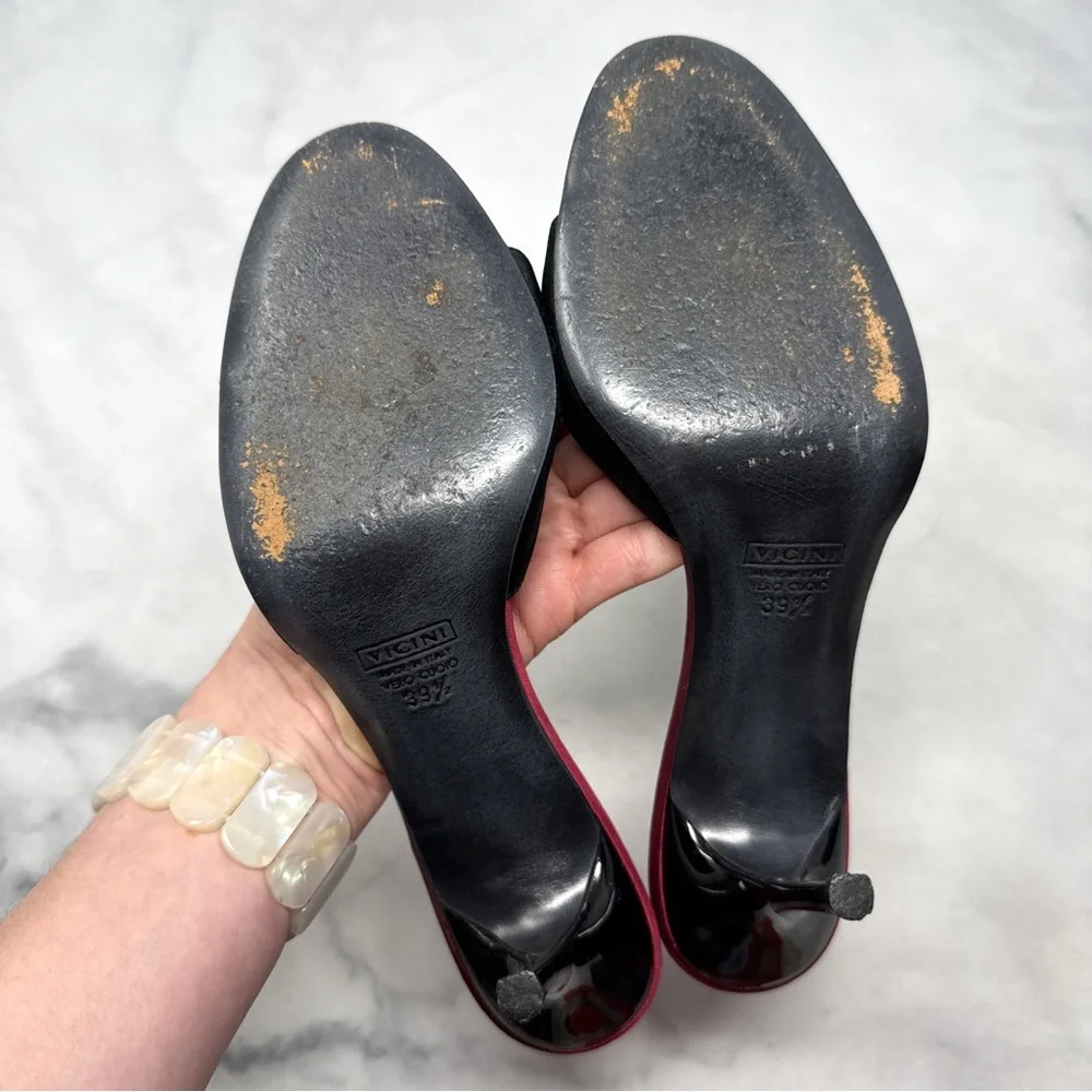 Giuseppe Zanotti Vicini Vintage Y2K Silk Satin Minimalist Slide Mule Sandal Heel - Picture 11 of 15